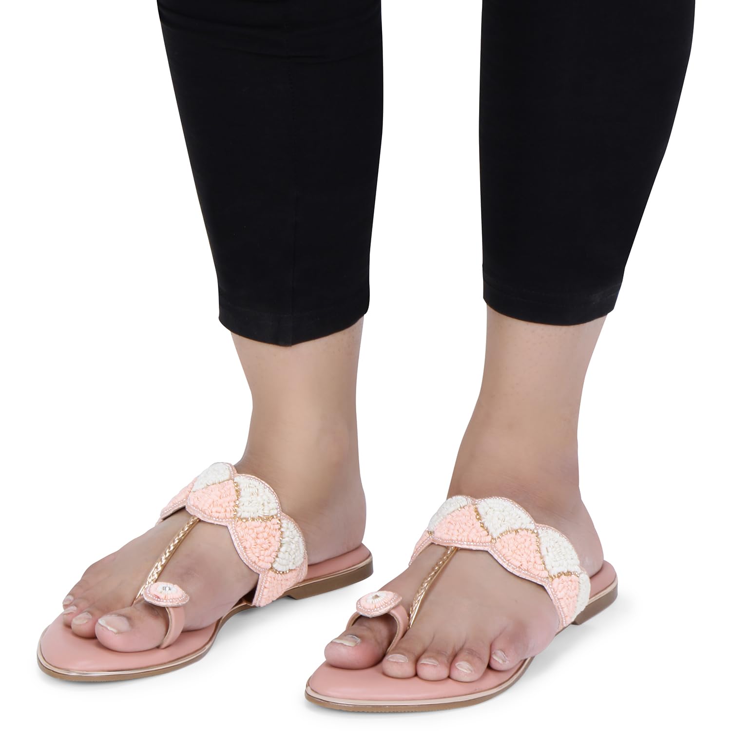 Lotusfeet Womens Flat Embroidered Wedding Sandals TC 0236