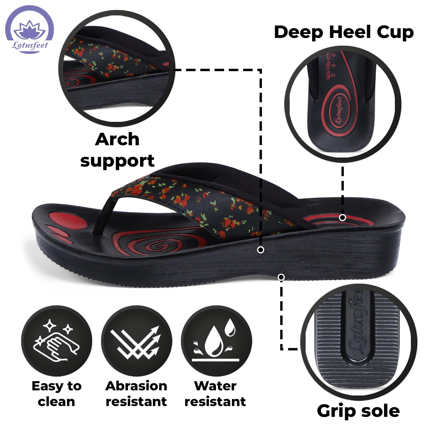 Lotusfeet Women Arch Support Slippers LF 0859