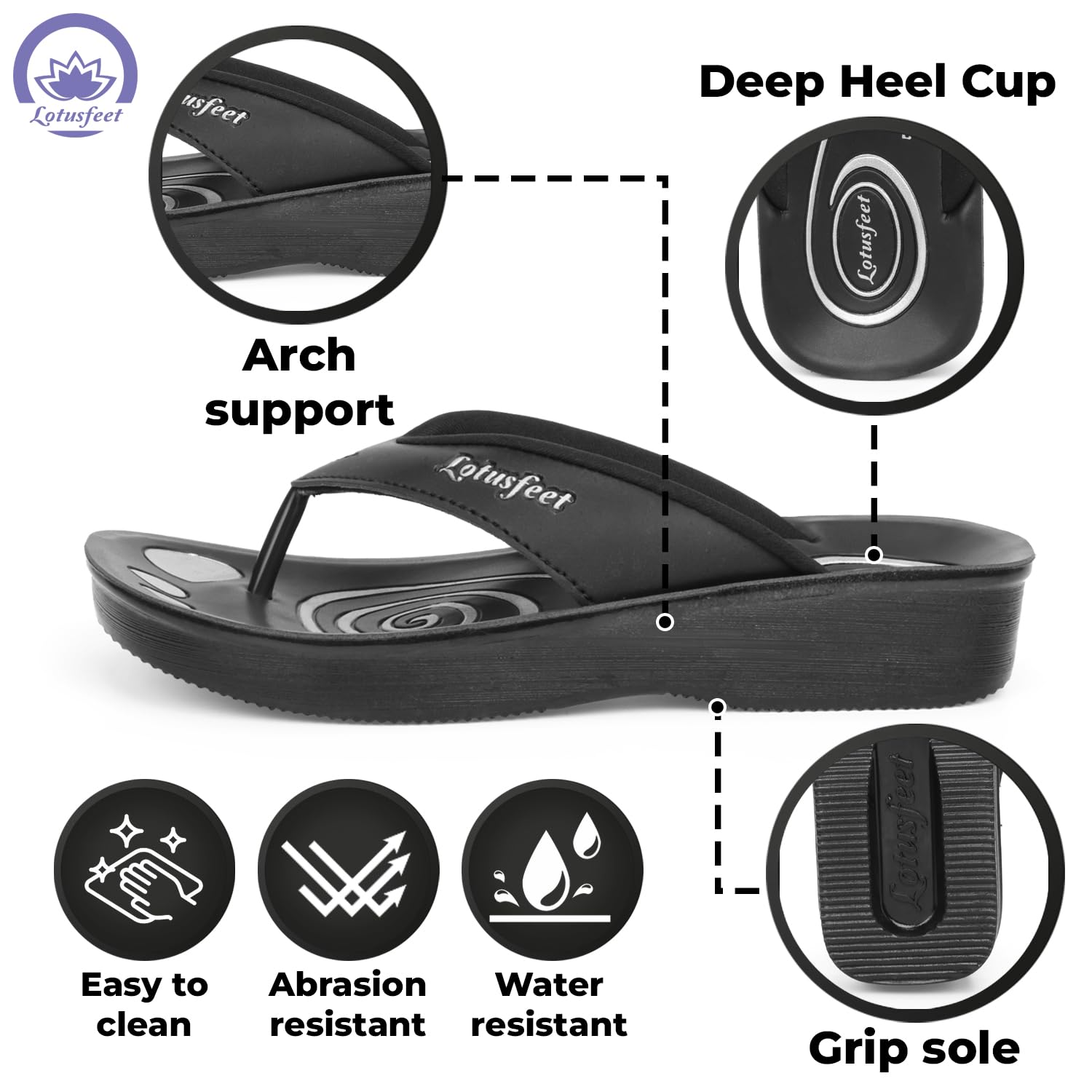 Lotusfeet Women Arch Support Slippers LF 0801