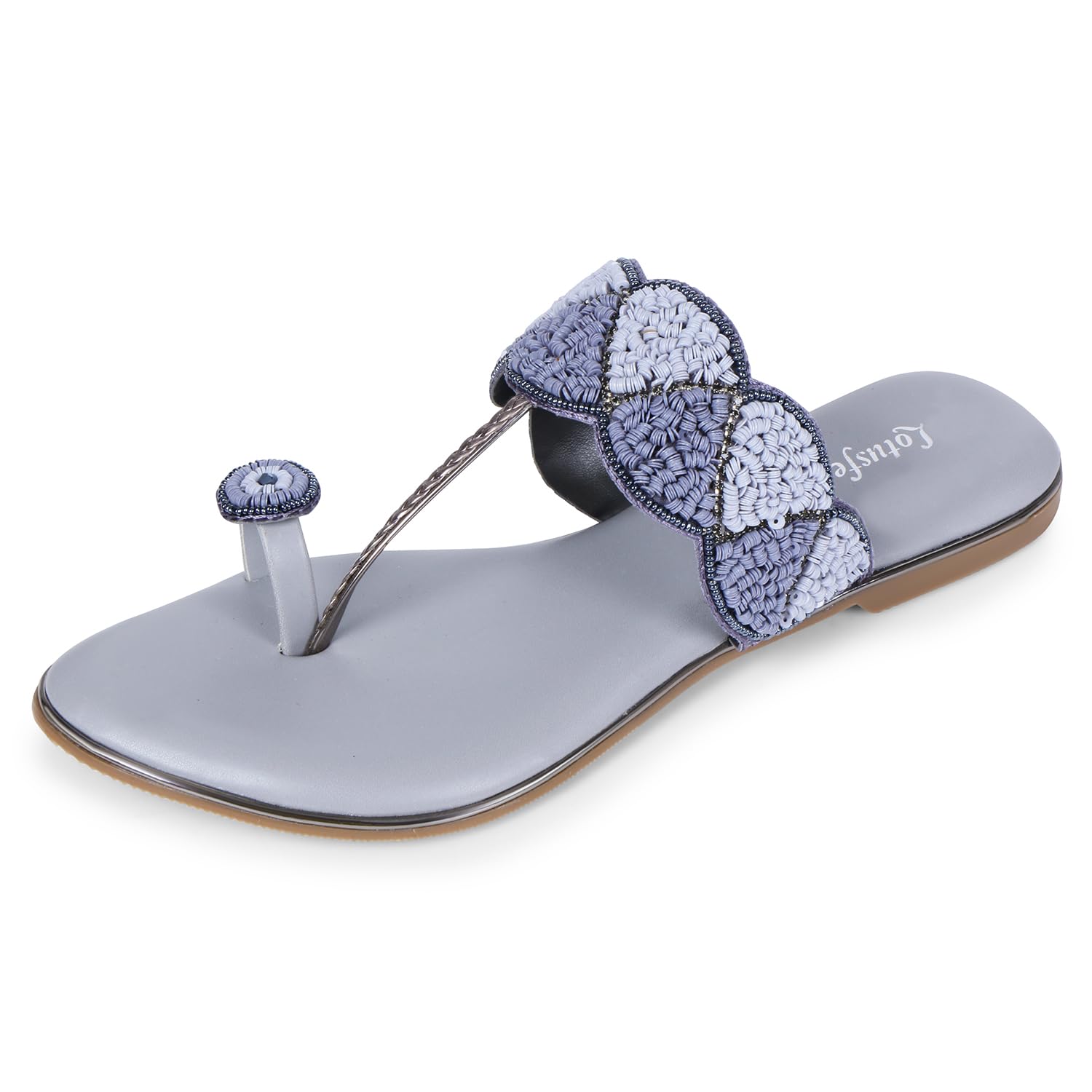 Lotusfeet Womens Flat Embroidered Wedding Sandals TC 0236