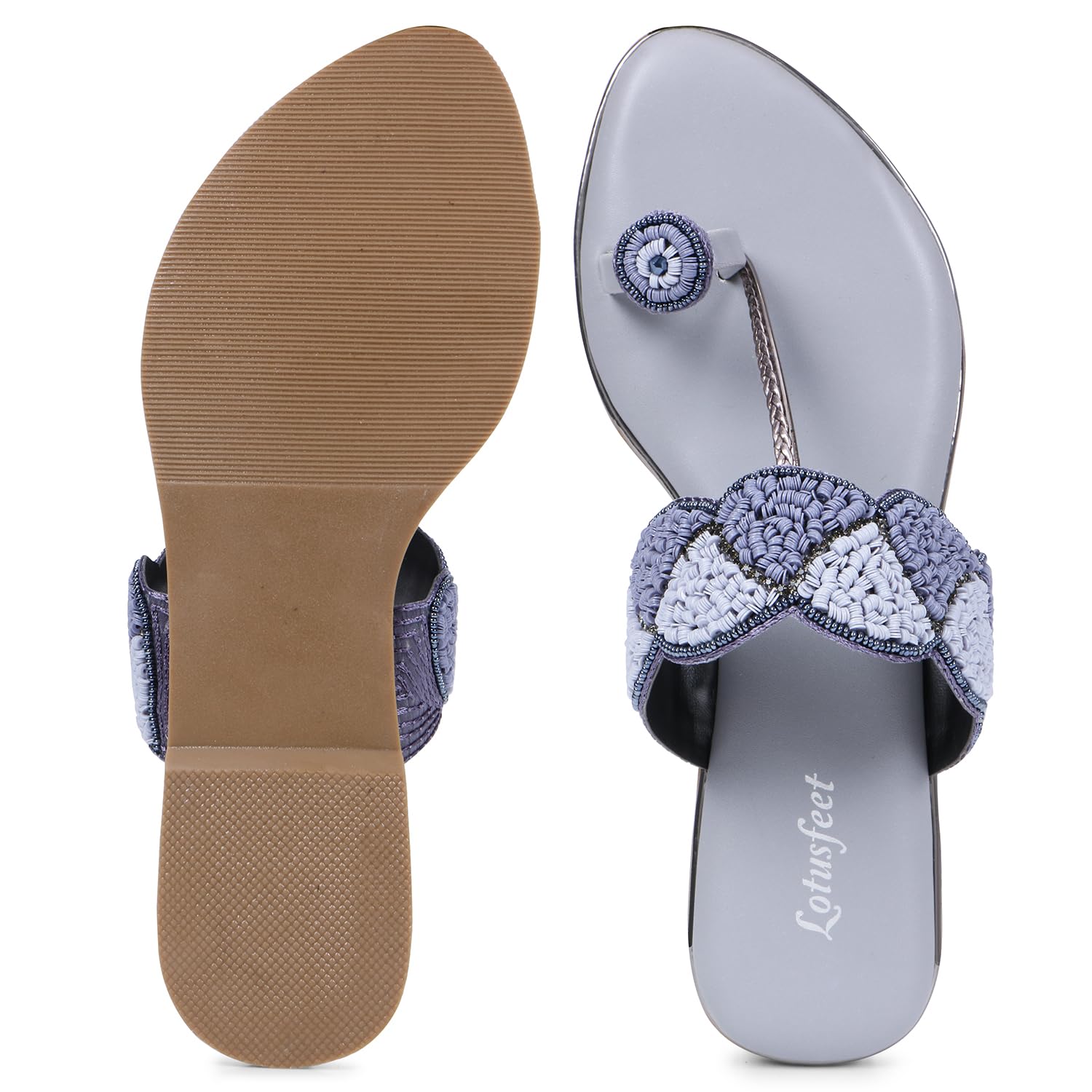 Lotusfeet Womens Flat Embroidered Wedding Sandals TC 0236