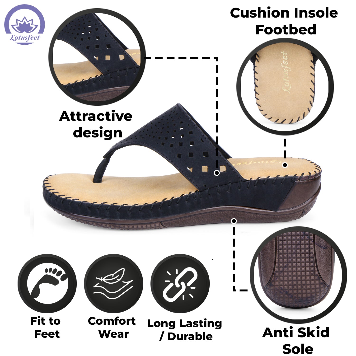 Lotusfeet Women Comfy Dr. Sole Sandals TC 0207