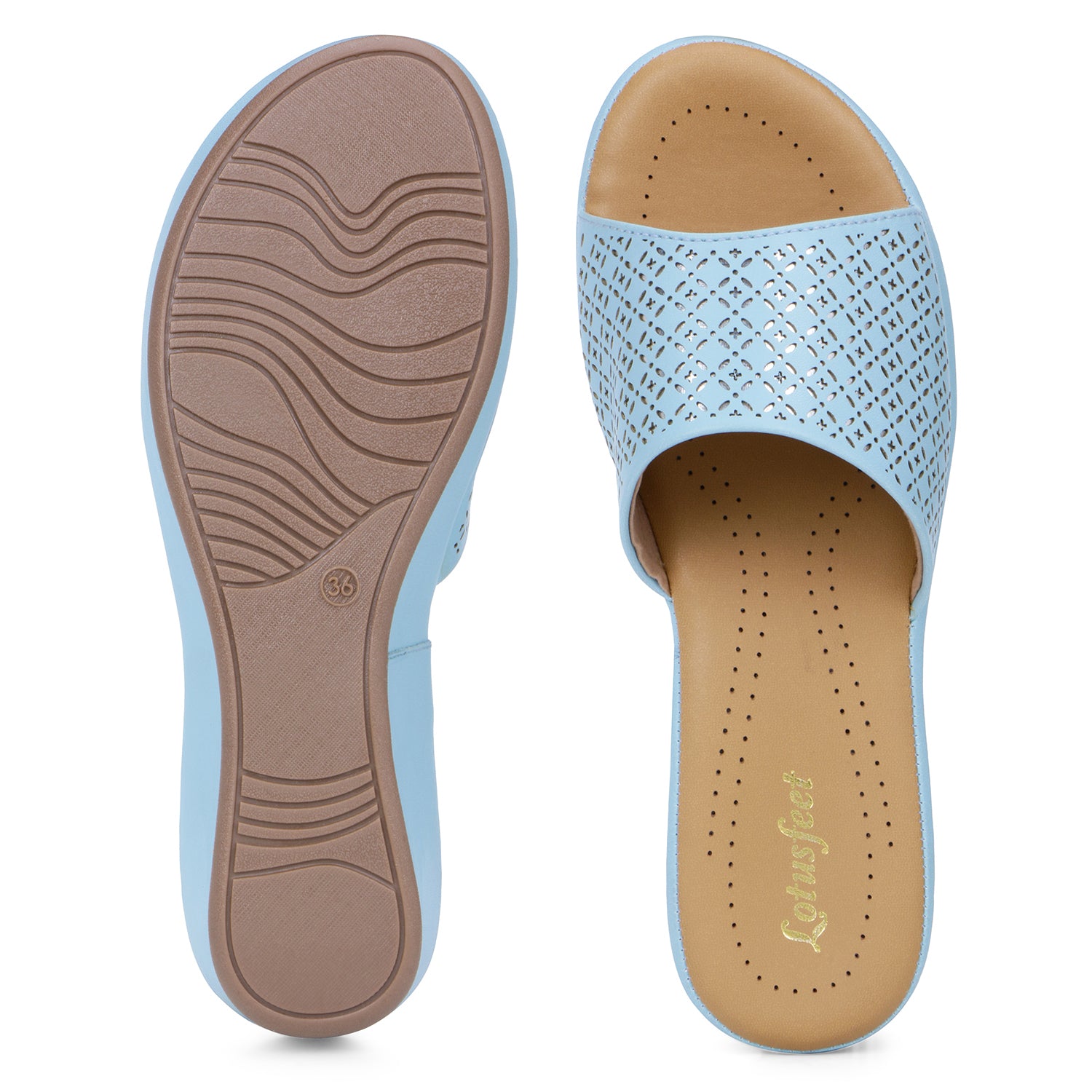 LotusFeet Women Classic Wedge Slip on Sandals TC 0107