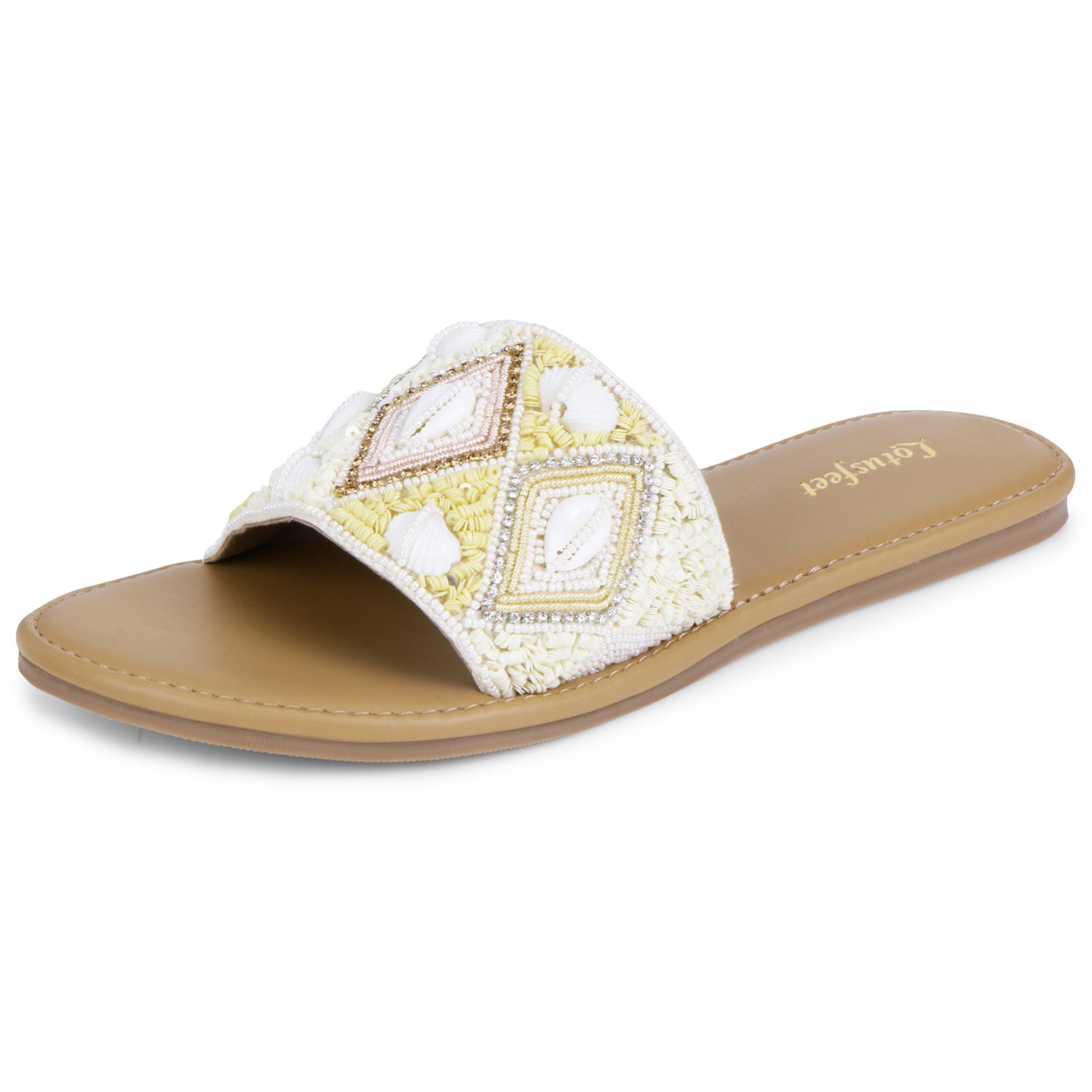 Lotusfeet Womens Flat Embroidered Slip on TC 0191