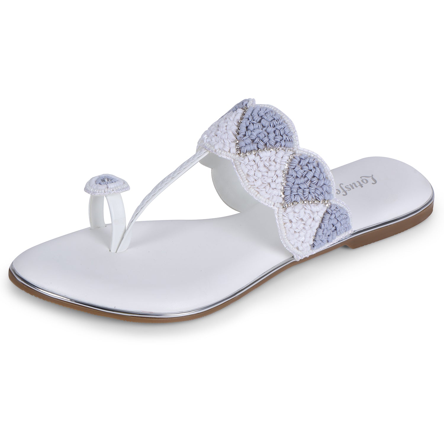 Lotusfeet Womens Flat Embroidered Wedding Sandals TC 0236