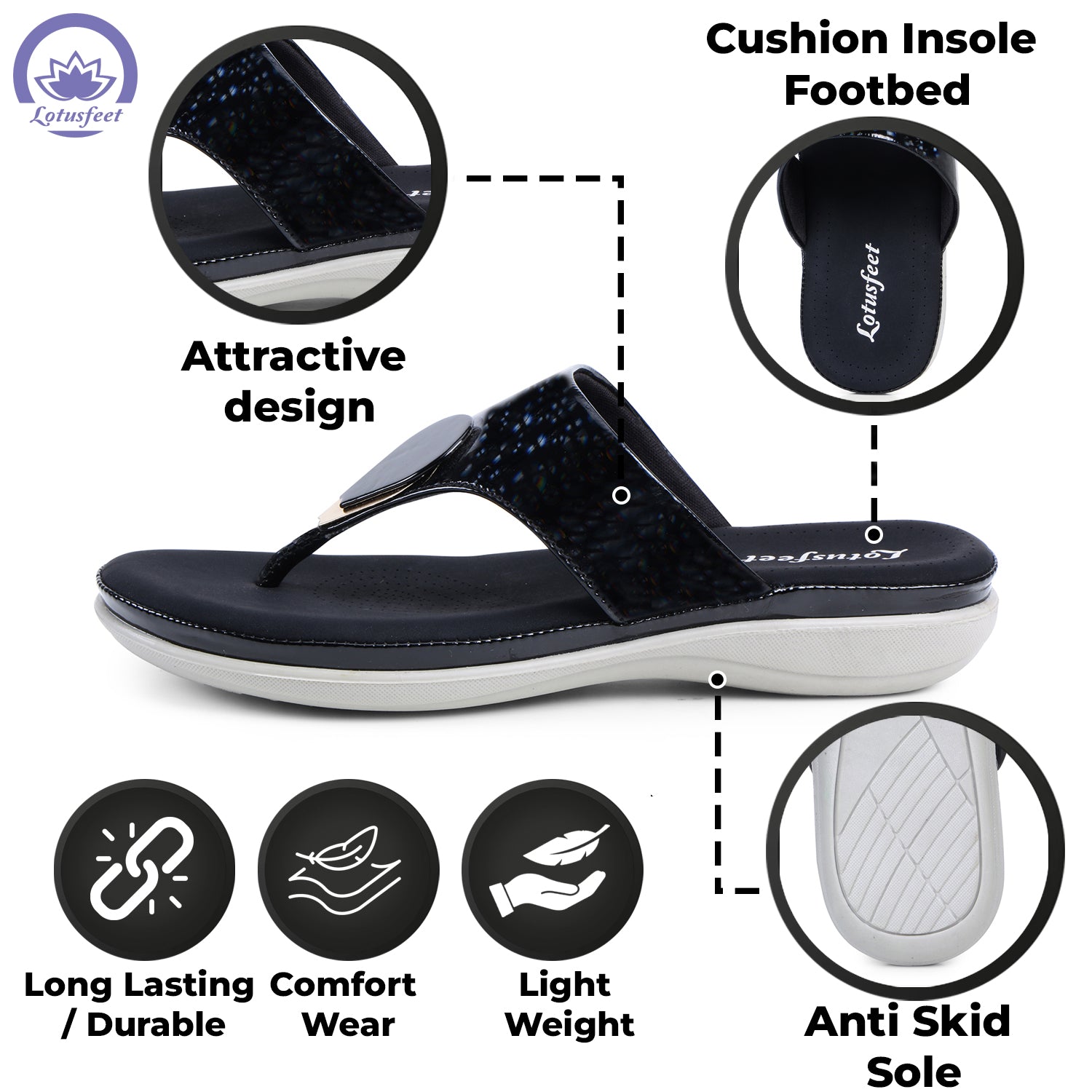 Lotusfeet Extra Soft Womens Flat Slippers TC 062