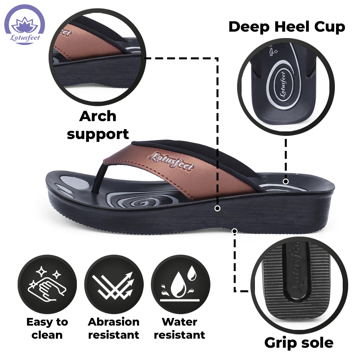Lotusfeet Women Arch Support Slippers LF 0801