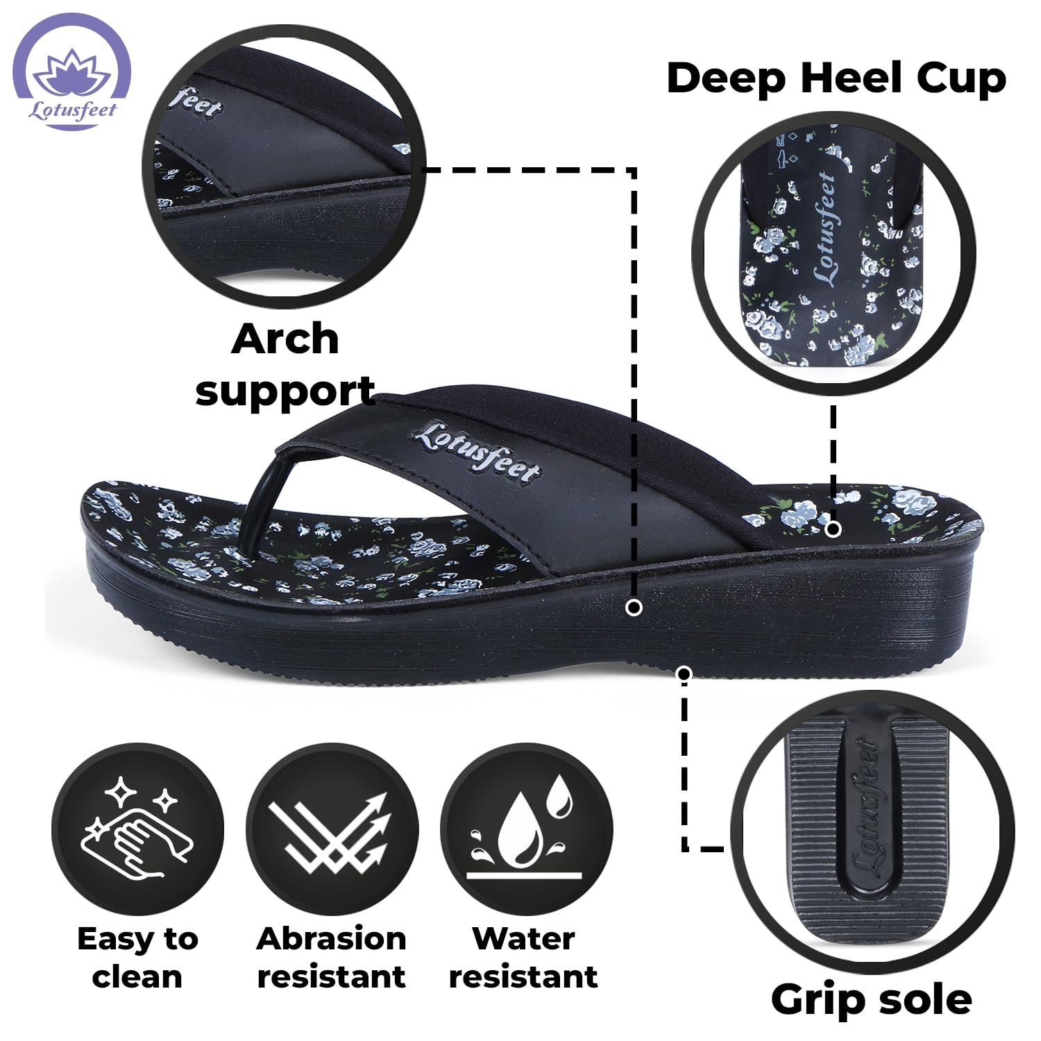 Lotusfeet Women Arch Support Slippers LF 0853