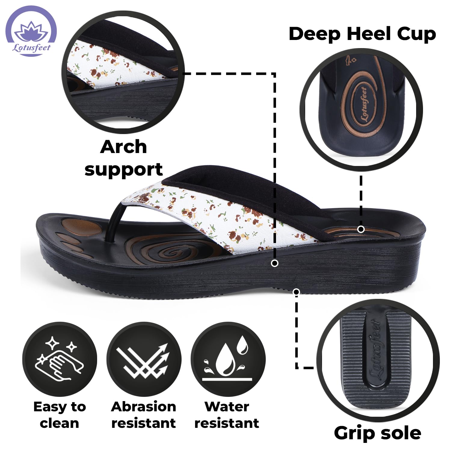 Lotusfeet Women Arch Support Slippers LF 0859