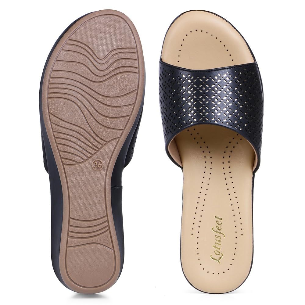 LotusFeet Women Classic Wedge Slip on Sandals TC 0107